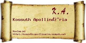 Kossuth Apollinária névjegykártya
